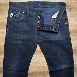 G Star RAW Jeans Men 33x34 Blue Attacc Low Straight Leg Dark Wash Button Fly Zip